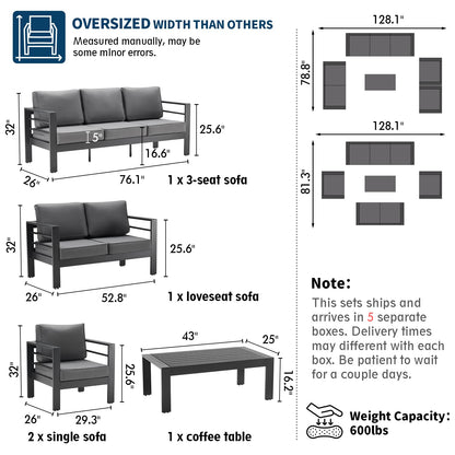 Oversized Aluminum Patio Furniture Set