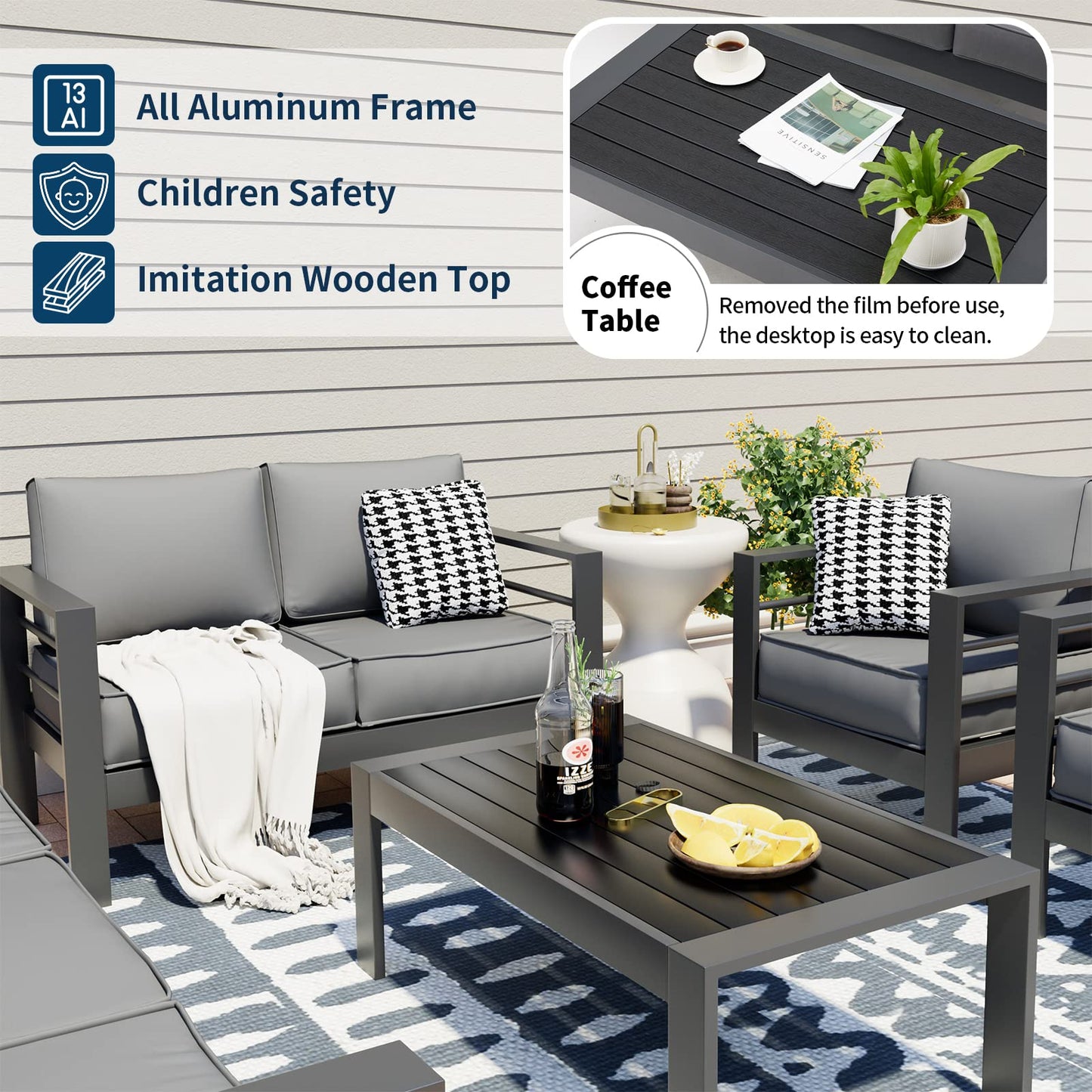 Oversized Aluminum Patio Furniture Set